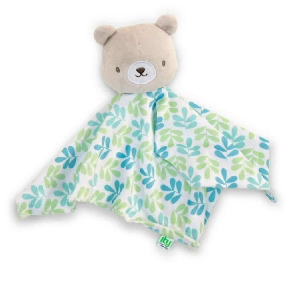 Plush Nate Bear Security Blanket Cozy Lovey ITY By Ingenuity Blue Green Brown